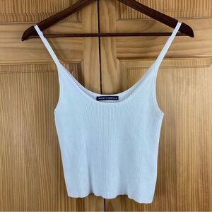 Brandy Melville OS white ribbed knit tank